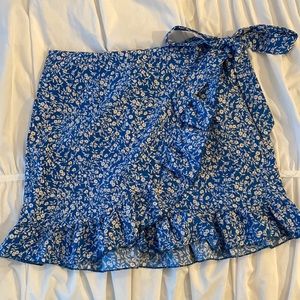 Blue skirt with white flowers size small